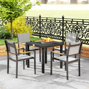 Square Garden Dining Table for 4 with Aluminium Legs Ideal for Patio or Balcony Black Outsunny