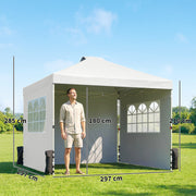 3x3m Pop Up Gazebo with Sidewalls and Windows for Outdoor Events and Shelter Outsunny