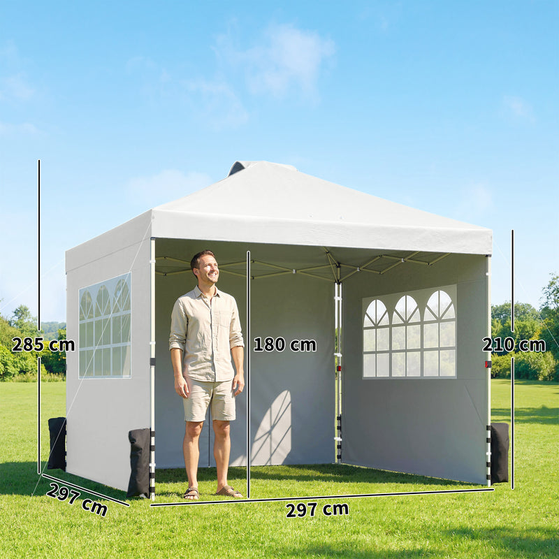 3x3m Pop Up Gazebo with Sidewalls and Windows for Outdoor Events and Shelter Outsunny