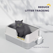 Stainless Steel Cat Litter Box with Detachable Rim Scoop and Odour Control by PawHut