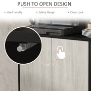 Kitchen Sideboard Storage Cabinet With Adjustable Shelves Ideal for Living Room, Black