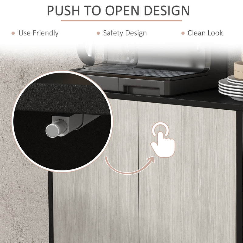 Kitchen Sideboard Storage Cabinet With Adjustable Shelves Ideal for Living Room, Black