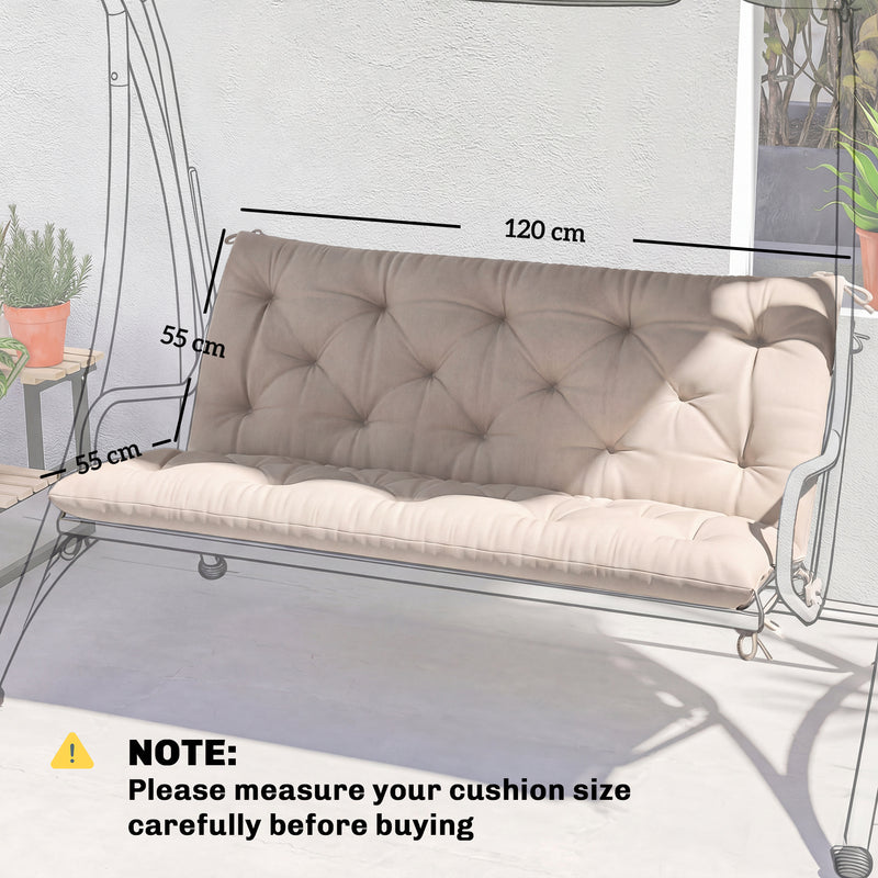 Outdoor Bench Cushion for 2 Seater Benches and Swing Chairs Water Resistant Khaki AOSOM