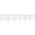 Black Metal Garden Picket Fence Panels Set of 6 Decorative Outdoor Border Fencing