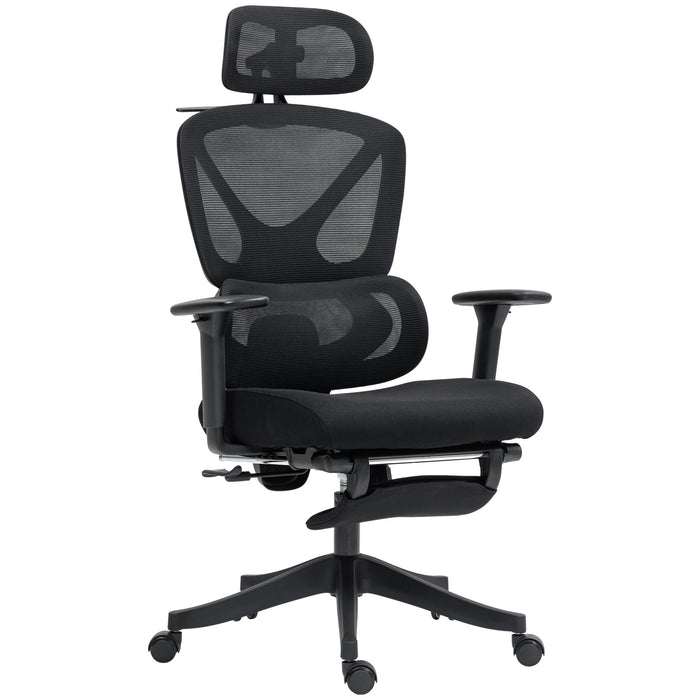 Black Ergonomic Adjustable Swivel Office Chair With Lumbar Support by HOMCOM