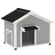 Wooden Dog House for Medium Dogs with Openable Roof and Elevated Feet Light Grey by PawHut