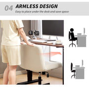 Armless Swivel Office Chair With Wide Seat And Tilt Function For Home Desk Use Cream