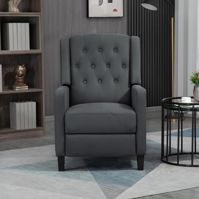 Wingback Recliner Armchair with Leg Rest for Home Theatre Comfort Deep Grey