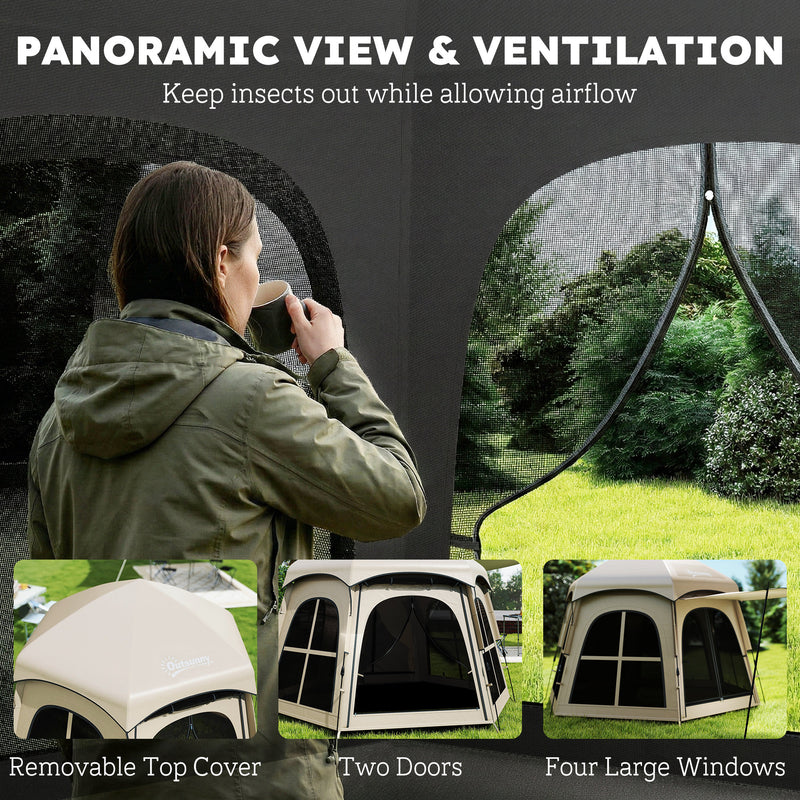 Family Pop Up Tent with Fast Setup and Spacious Interior for Camping Khaki
