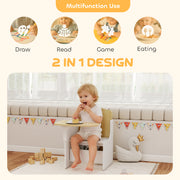 Kids Table and Chair Set With Storage Bins for Play and Learning Ages 3 to 5 White AOSOM