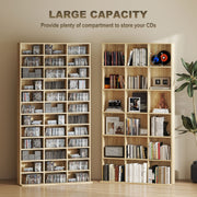 Tall CD Storage Cabinet with Adjustable Shelves for Home or Office Use Oak Tone