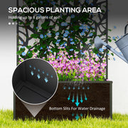 Black Metal Garden Planter With Trellis Support Ideal For Climbing Plants Outdoors