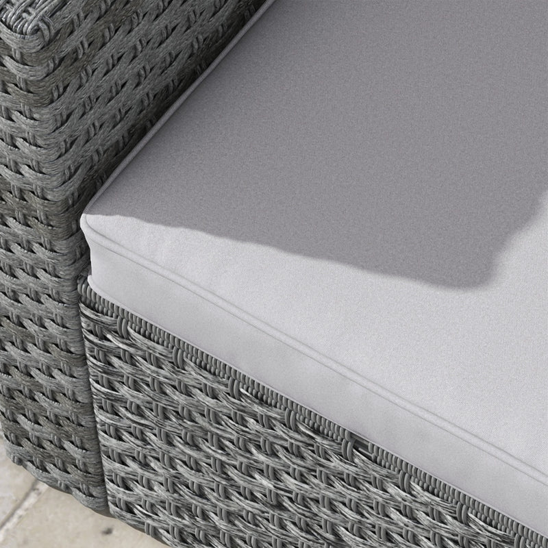 Light Grey Padded Seat and Back Cushion Set for Garden Chairs or Outdoor Benches