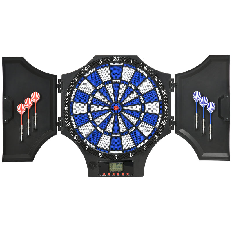 Electronic Dartboard Set with 31 Games and LED Display for Eight Players, Black AOSOM