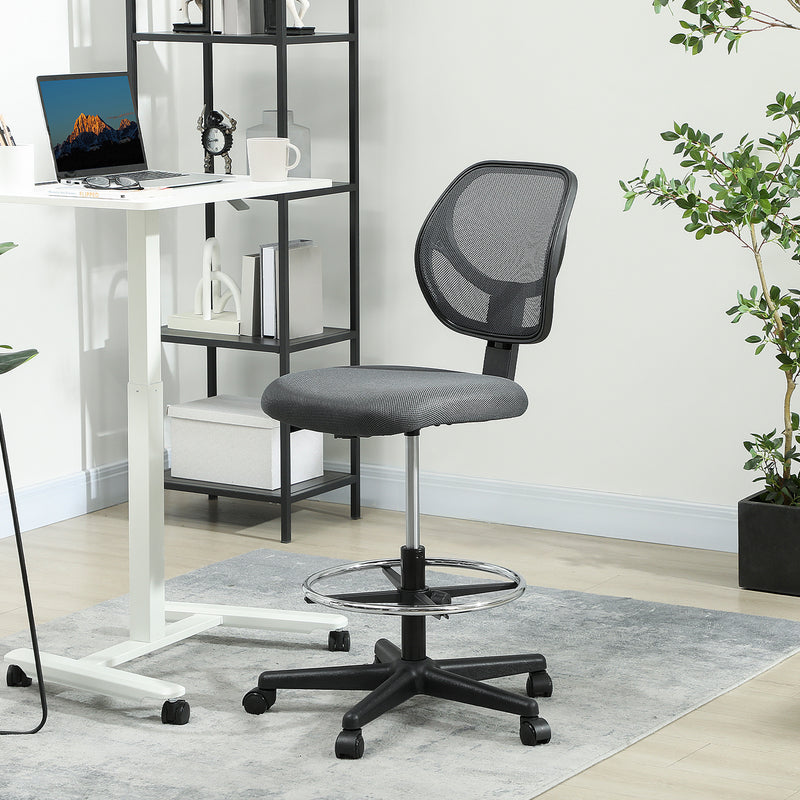 Ergonomic Mesh Standing Desk Chair with Adjustable Footrest for Office Comfort Charcoal Grey