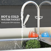 Outdoor Stainless Steel Freestanding Kitchen Sink with Storage and Mixer Tap by HOMCOM AOSOM