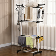 4 Tier Foldable Clothes Drying Rack With Wheels For Indoor Or Outdoor Use, Black