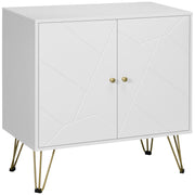 Slim Sideboard Storage Cabinet with Adjustable Shelves and Hairpin Legs for Hallway White