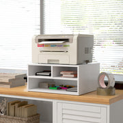 Three Compartment Printer Storage Cabinet With Adjustable Shelves For Home Office White AOSOM