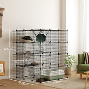 Black Steel Wire Cat Cage with Hammock and Ramps for 1-3 Cats by PawHut
