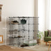 Black Steel Wire Cat Cage with Hammock and Ramps for 1-3 Cats by PawHut