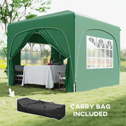Dark Green 3x3 Pop Up Gazebo Shelter With Sides UPF50+ by Outsunny