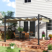 3 x 4m Aluminium Pergola with Retractable Canopy Grey Khaki by Outsunny
