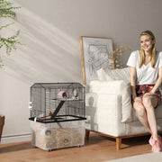 Three-Tier Gerbil and Hamster Cage With Wheels Deep Base Water Bottle by PawHut