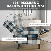 Wingback Recliner Armchair with Footrest for Lounge or Bedroom Comfort Blue