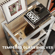 LED Floor Lamp with 4 Glass Shelves Dimmable Column Light for Living Room or Bedroom Grey