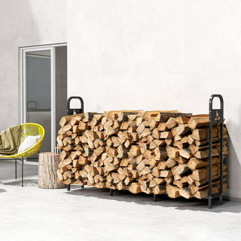 Opal Rack Outsunny Steel Firewood Log Rack With 300kg Capacity Black | Opal Retail