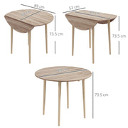 Folding Round Dining Table for 4 with Drop Leaf Space Saving Design for Small Rooms Natural