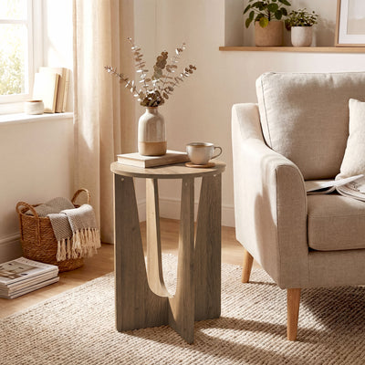 Side Table for Small Spaces with Curved Legs and Easy Clean Surface Coffee Wood Effect AOSOM