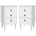 Set of 2 Bedside Tables with 3 Drawers for Compact Bedroom Storage White
