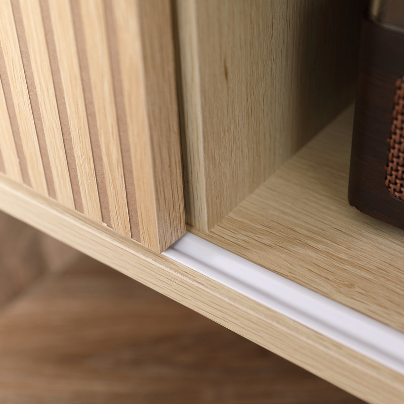 Oak Wood Effect TV Cabinet With Sliding Door by HOMCOM