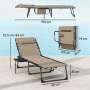 Adjustable Garden Sun Loungers Set of 2 with Side Table and Pillow for Outdoor Relaxing Outsunny