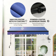 Blue 3 x 2.5m Electric Retractable Awning with LED Light and Remote Control by Outsunny