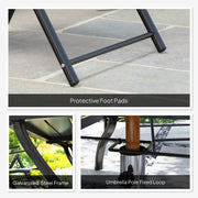 Grey 7 Piece Steel Patio Dining Set With Parasol Hole by Outsunny