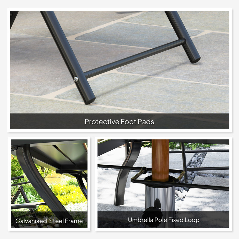 Grey 7 Piece Steel Patio Dining Set With Parasol Hole by Outsunny