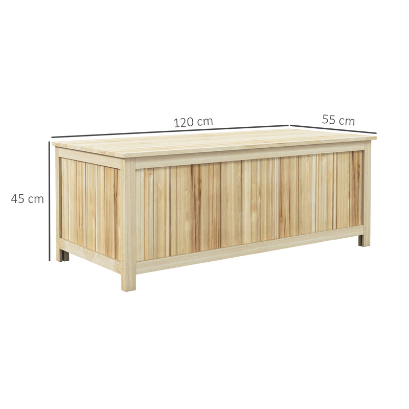 172L Outdoor Wooden Storage Box For Garden Tools And Cushions, Natural Wood AOSOM
