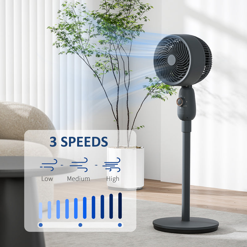 12 Inch Powerful Pedestal Fan with 3 Speeds and Oscillating Function for Home and Office by HOMCOM