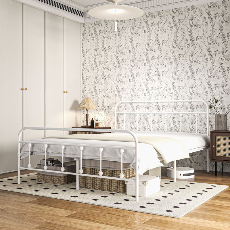 Double Metal Bed Frame with Minimalist Design for Modern Bedrooms White