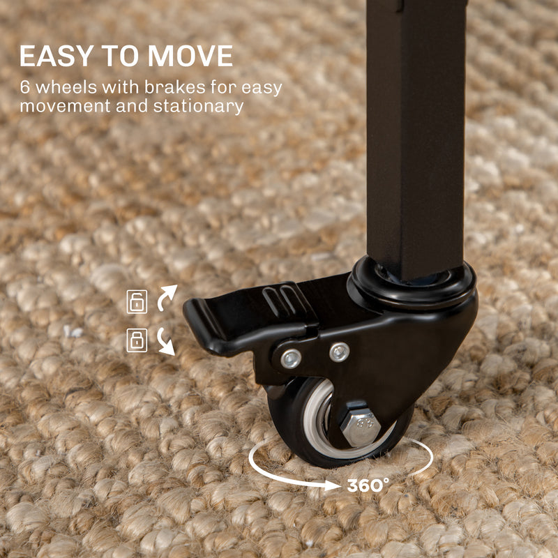 Industrial Style Extendable Drop Leaf Dining Table for 6 People with Storage Shelf Rustic Brown Black