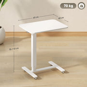 Height Adjustable Mobile Standing Desk With Wheels For Home Office Or Bed Use, White