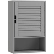Wall Mounted Bathroom Cabinet With Adjustable Shelves For Compact Storage Grey AOSOM