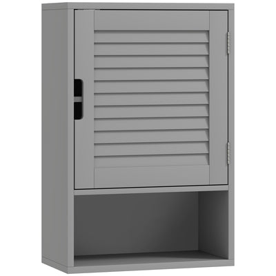 Wall Mounted Bathroom Cabinet With Adjustable Shelves For Compact Storage Grey AOSOM