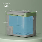 50L Portable Car Fridge in Light Green and Grey with Freezer Function by Outsunny AOSOM