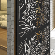 Black Metal Garden Privacy Screen Freestanding 6.5FT Bamboo Design by Outsunny