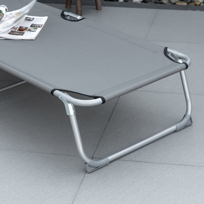 Folding Camping Bed with Adjustable Backrest for Outdoor Relaxation Grey Outsunny