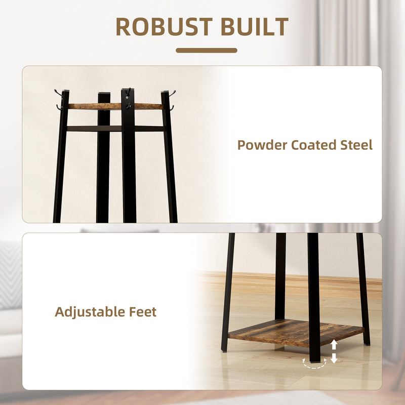 Compact Freestanding Wooden Coat Rack in Black and Brown with Storage Shelf by Homcom
